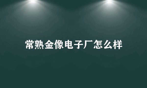 常熟金像电子厂怎么样