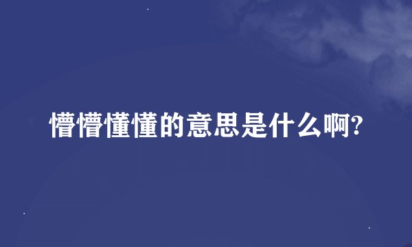懵懵懂懂的意思是什么啊?