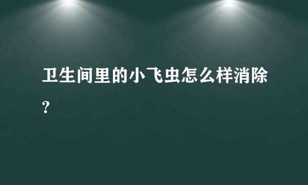 卫生间里的小飞虫怎么样消除?