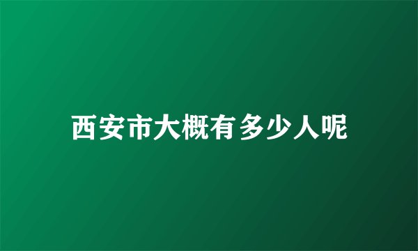 西安市大概有多少人呢