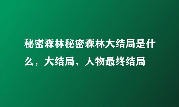 秘密森林秘密森林大结局是什么，大结局，人物最终结局