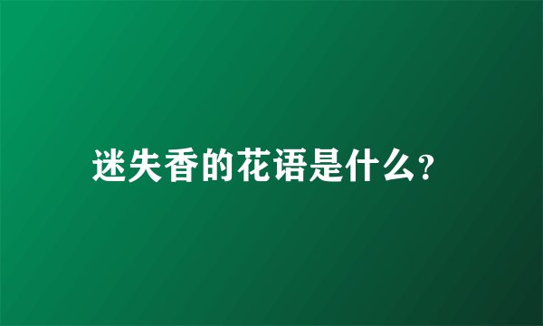 迷失香的花语是什么？