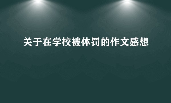 关于在学校被体罚的作文感想