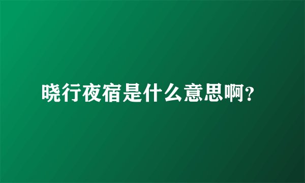 晓行夜宿是什么意思啊？