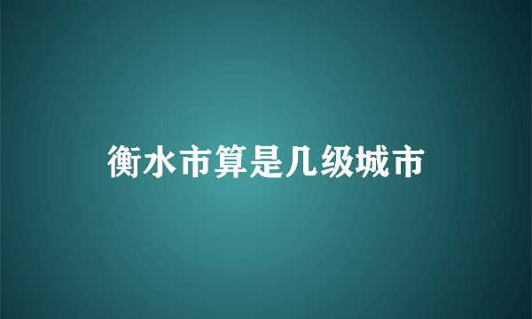 衡水市算是几级城市