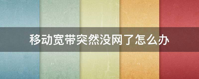 为什么移动宽带会突然之间没有了网？