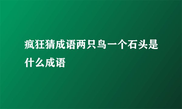 疯狂猜成语两只鸟一个石头是什么成语