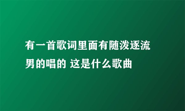 有一首歌词里面有随泼逐流 男的唱的 这是什么歌曲
