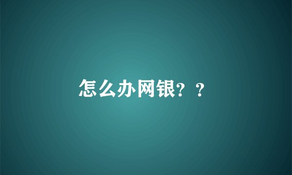 怎么办网银？？