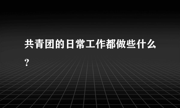 共青团的日常工作都做些什么？