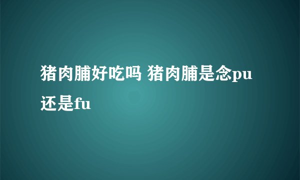 猪肉脯好吃吗 猪肉脯是念pu还是fu