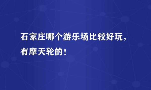 石家庄哪个游乐场比较好玩，有摩天轮的！