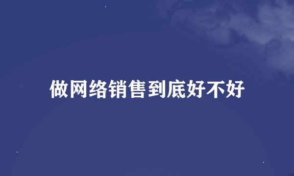 做网络销售到底好不好