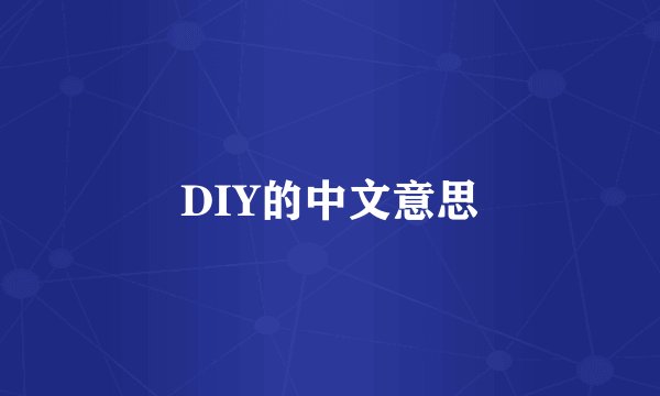 DIY的中文意思