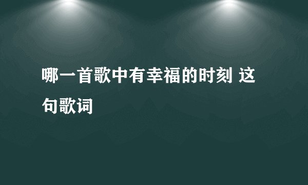 哪一首歌中有幸福的时刻 这句歌词
