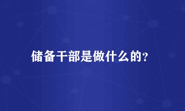储备干部是做什么的？