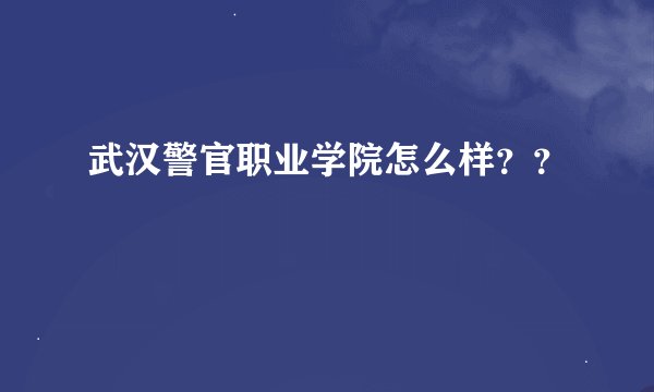 武汉警官职业学院怎么样？？