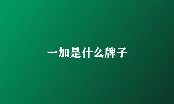 一加是什么牌子