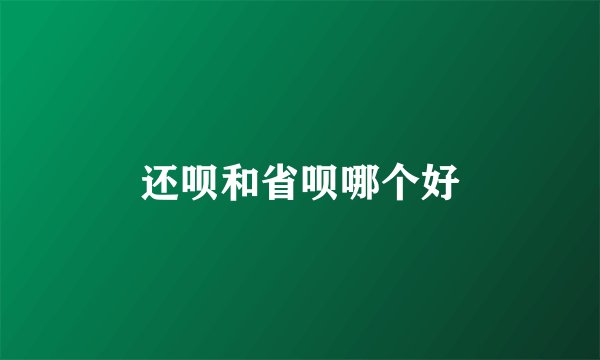 还呗和省呗哪个好
