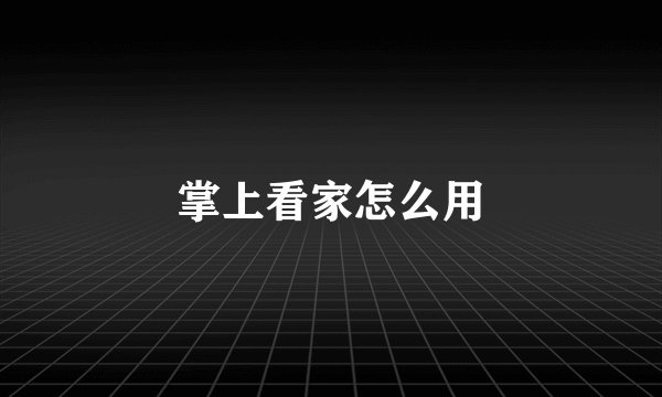 掌上看家怎么用