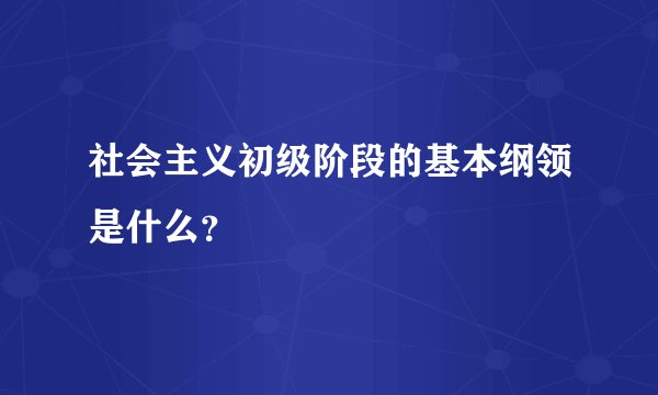 社会主义初级阶段的基本纲领是什么?