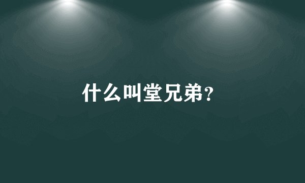 什么叫堂兄弟？