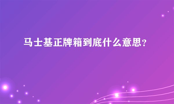 马士基正牌箱到底什么意思？