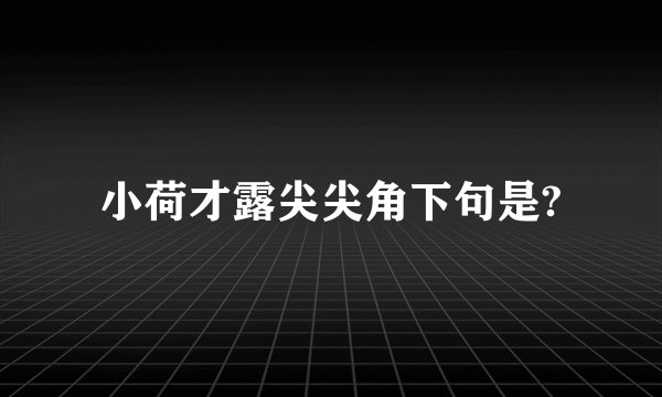 小荷才露尖尖角下句是?