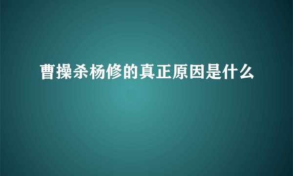 曹操杀杨修的真正原因是什么