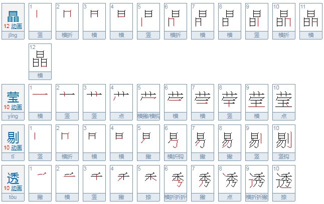 晶莹剔透怎么写？
