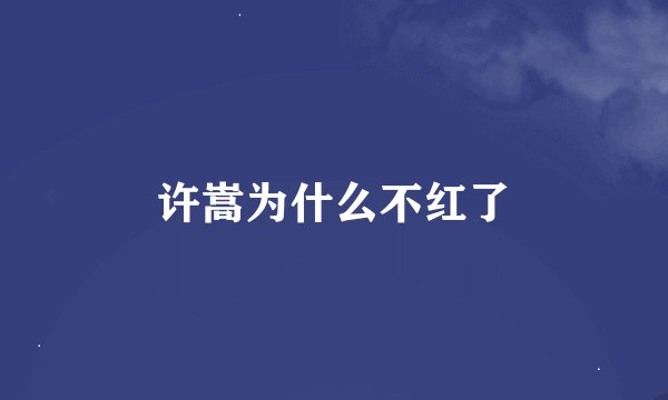 许嵩为什么不红了