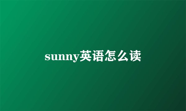sunny英语怎么读