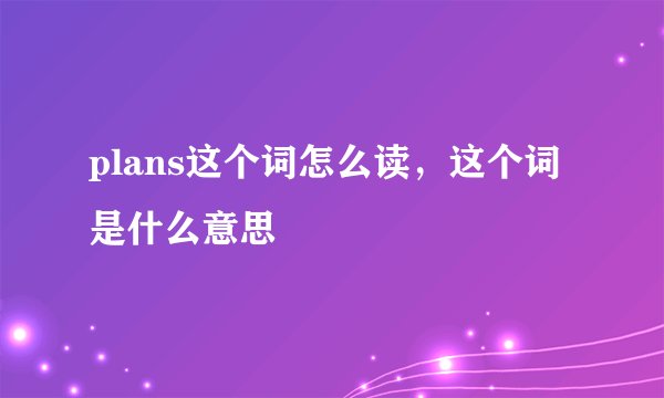 plans这个词怎么读，这个词是什么意思