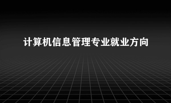计算机信息管理专业就业方向