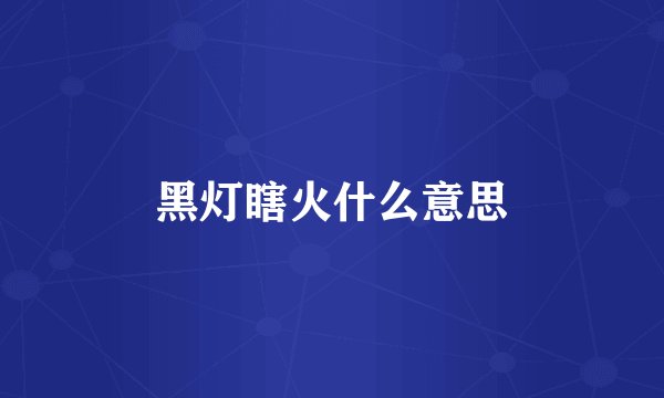 黑灯瞎火什么意思