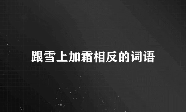 跟雪上加霜相反的词语
