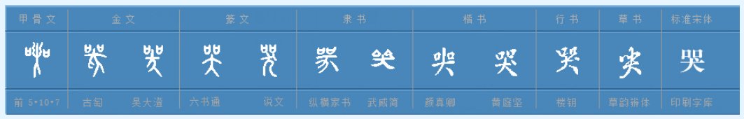 哭字的偏旁部首是什么