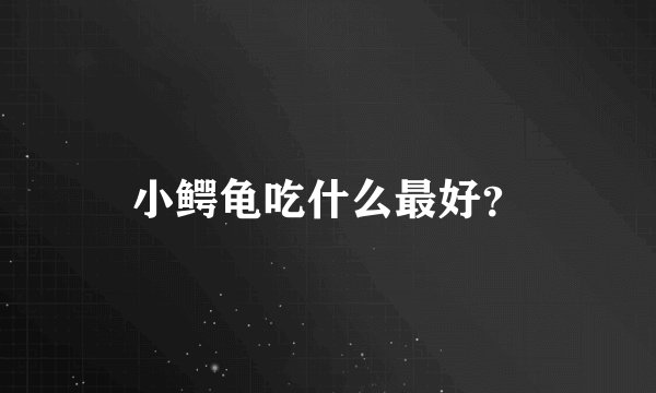小鳄龟吃什么最好？