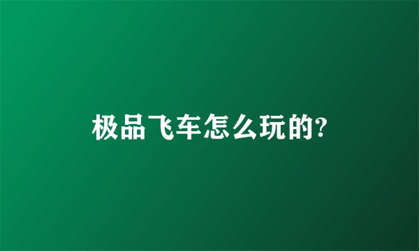 极品飞车怎么玩的?