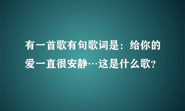 有一首歌有句歌词是：给你的爱一直很安静…这是什么歌？
