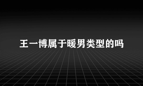 王一博属于暖男类型的吗