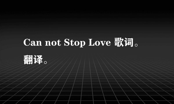 Can not Stop Love 歌词。翻译。