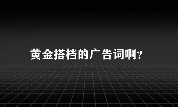 黄金搭档的广告词啊？