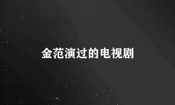 金范演过的电视剧