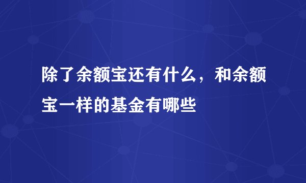 除了余额宝还有什么,和余额宝一样的基金有哪些