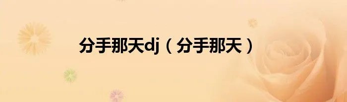 分手那天dj（分手那天）
