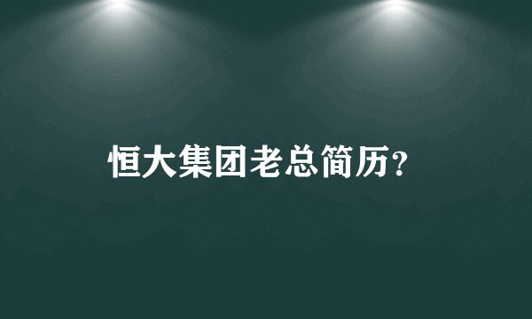 恒大集团老总简历?