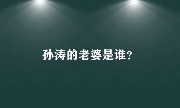孙涛的老婆是谁？