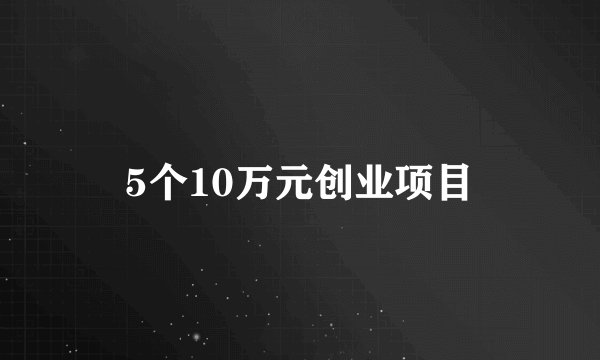 5个10万元创业项目