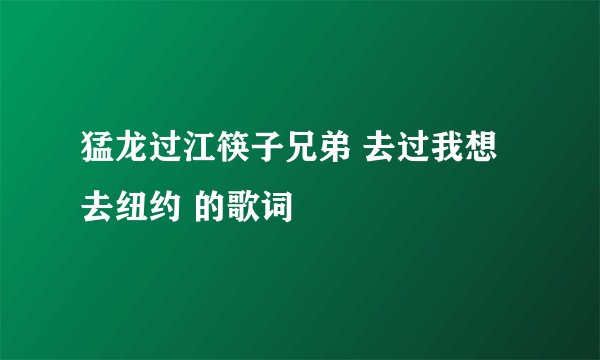 猛龙过江筷子兄弟 去过我想去纽约 的歌词